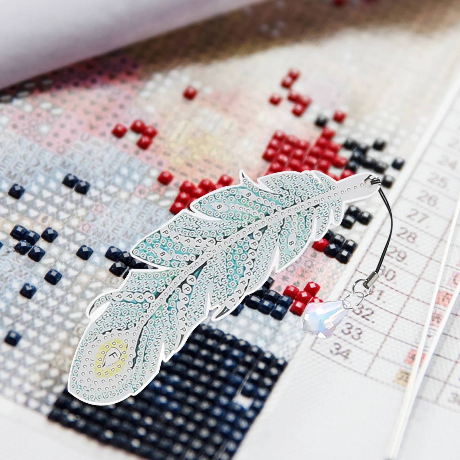 

1 Set Diy Plume Shape Acrylic Bookmark Decorative Marker Durable Unique Design Handmade Craft Gift For Family Friends