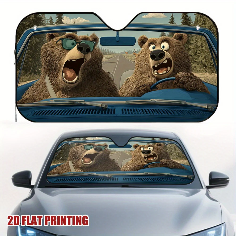 

1 шт. Солнцезащитный козырек Bears On A Road Trip — подходит для всех транспортных средств, блоки сильного солнечного света для прохладной и удобной езды, идеально подходит для
