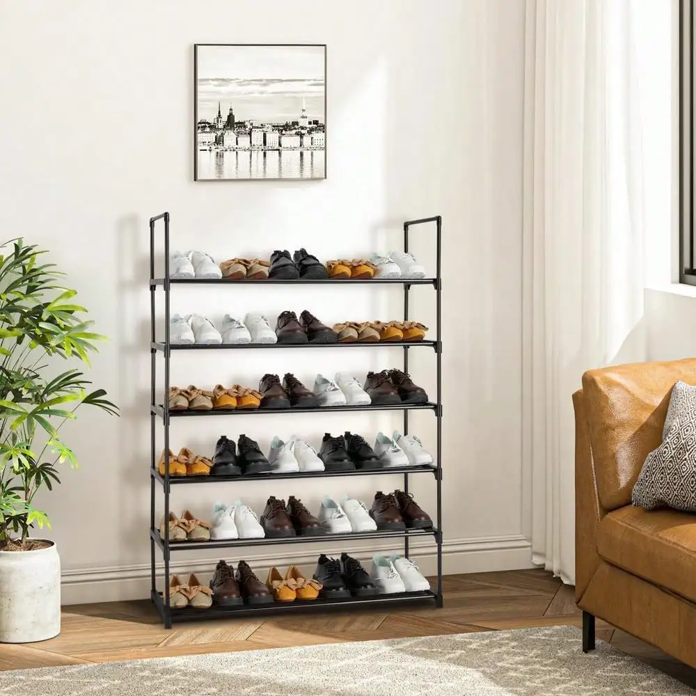 6 Tier 30 Pairs Shoe Rack Tower Shelf Storage Organizer Closet Metal for Bedroom