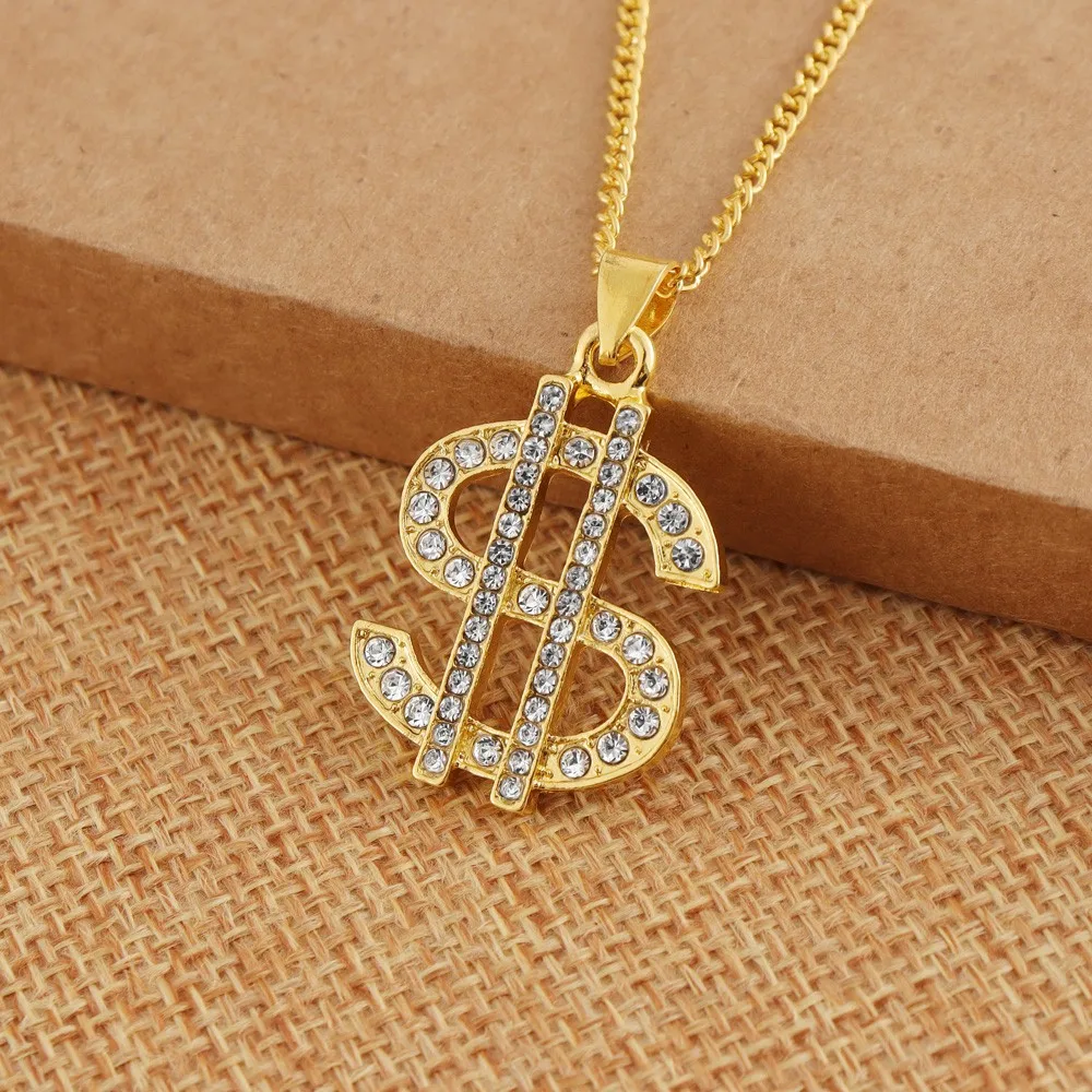 New Fashionable Metal Alloy Dollar Pendant Necklace for Men Exquisite Coin Symbol Chain On The Neck Accessories Trendy Jewelry