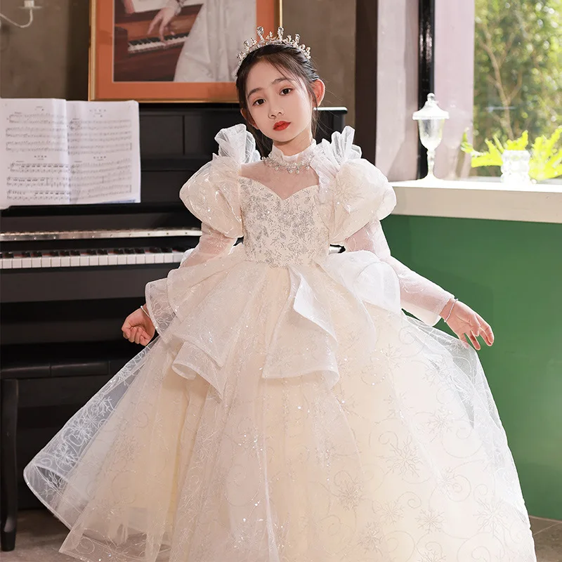 

Fashion Prom Children High end Dresses Piano Performance Host Formal Costumes Birthday Banquet Girls Luxury Long Dresses