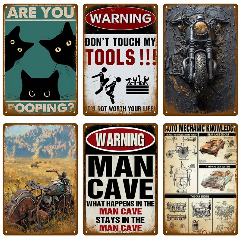Retro Metal Tin Sign Vintage Plate Poster Wall Art Aesthetic Home Bedroom Living Room Bar Garage Decor for Men