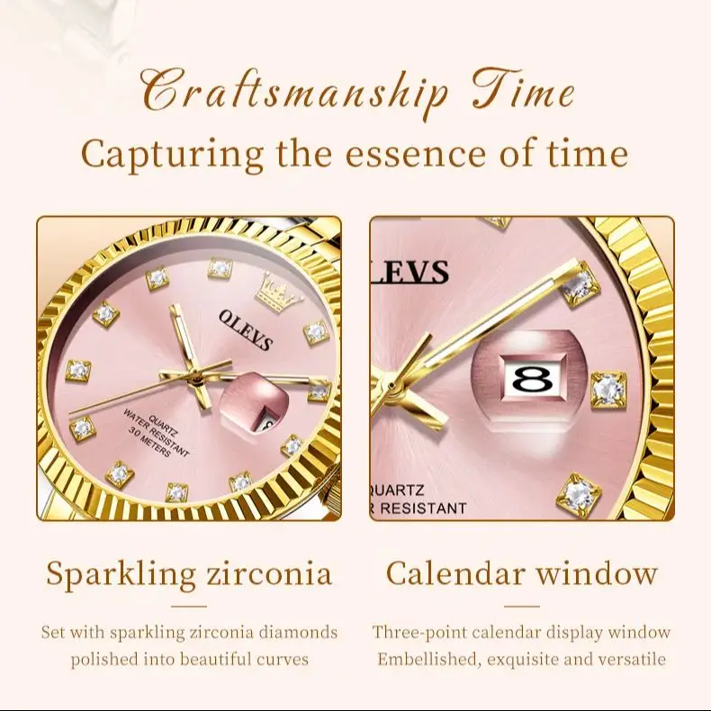 OLEVS ساعة نسائية جديدة 3705 ماركة أصلية ساعة كوارتز ستانلس ستيل مقاوم للماء مضيئة تاريخ ساعة هدية Reloj ساعة نسائية