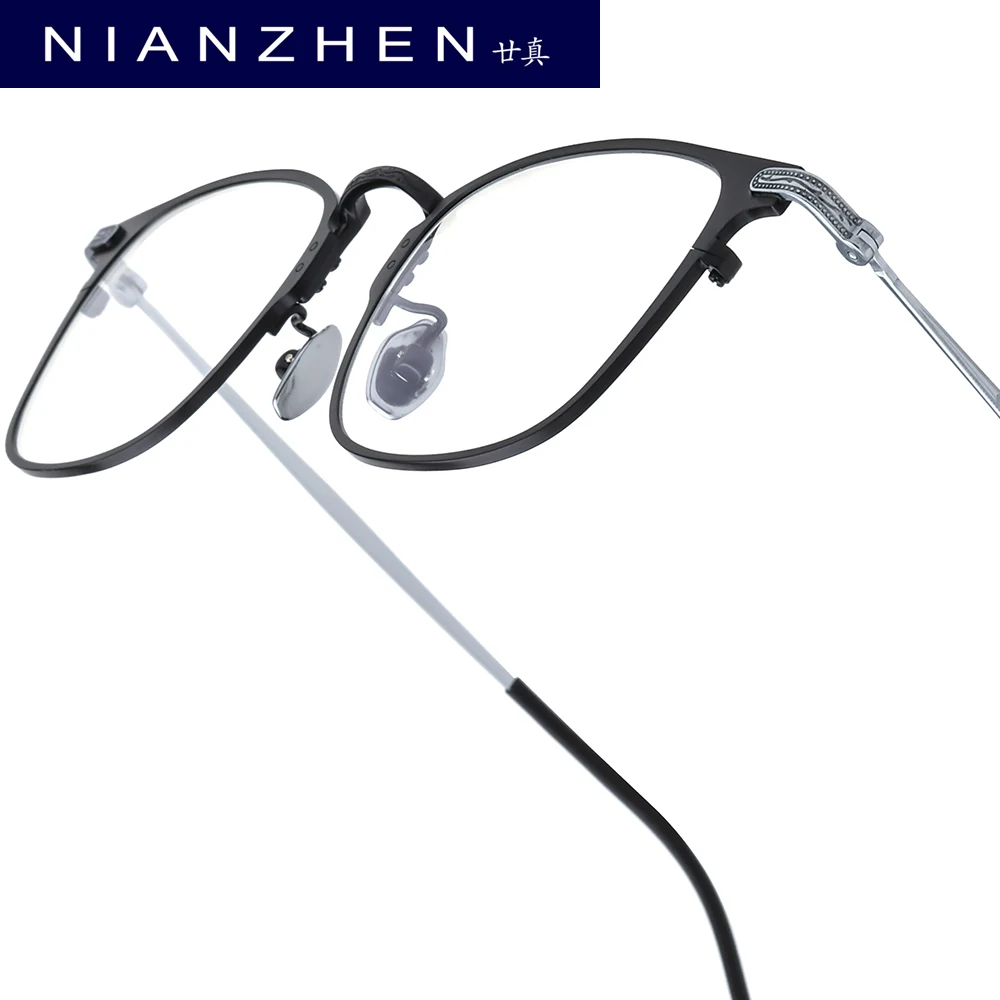 

NIANZHEN Titanium Alloy Eyeglasses Frame Men Square Brand Design Glasses Women Ultralight-Weight Retro Eyewear Spectacles 8028