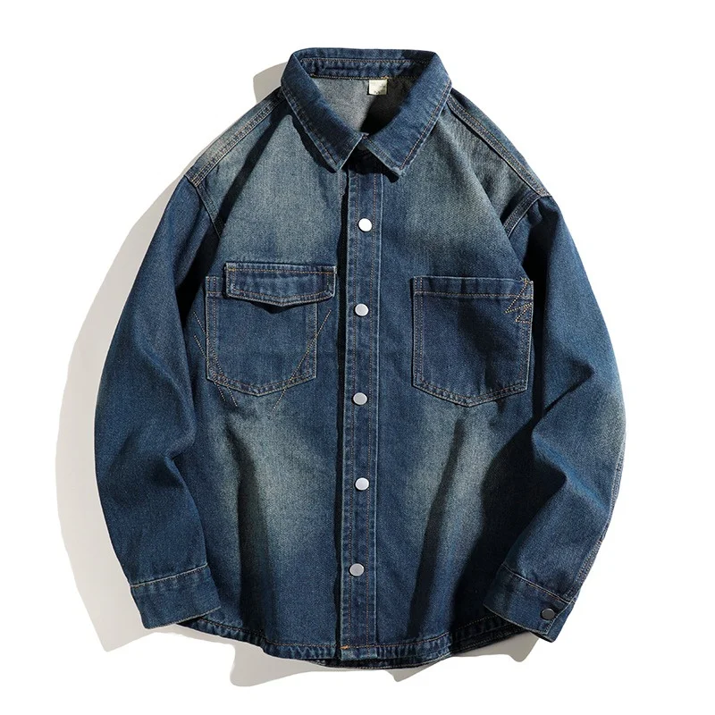 

GIOIOMen's джинсовая куртка, новинка весны и осени 2025 года, свободная повседневная мужская джинсовая куртка в стиле ретро