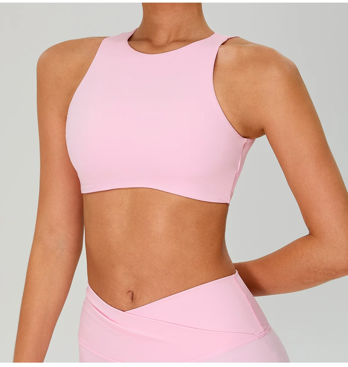 GlowChic High Neck Cutout Back Sports Bra For Women With Removable Pads Yoga Gym Workout Running Fitness Casual Outfit