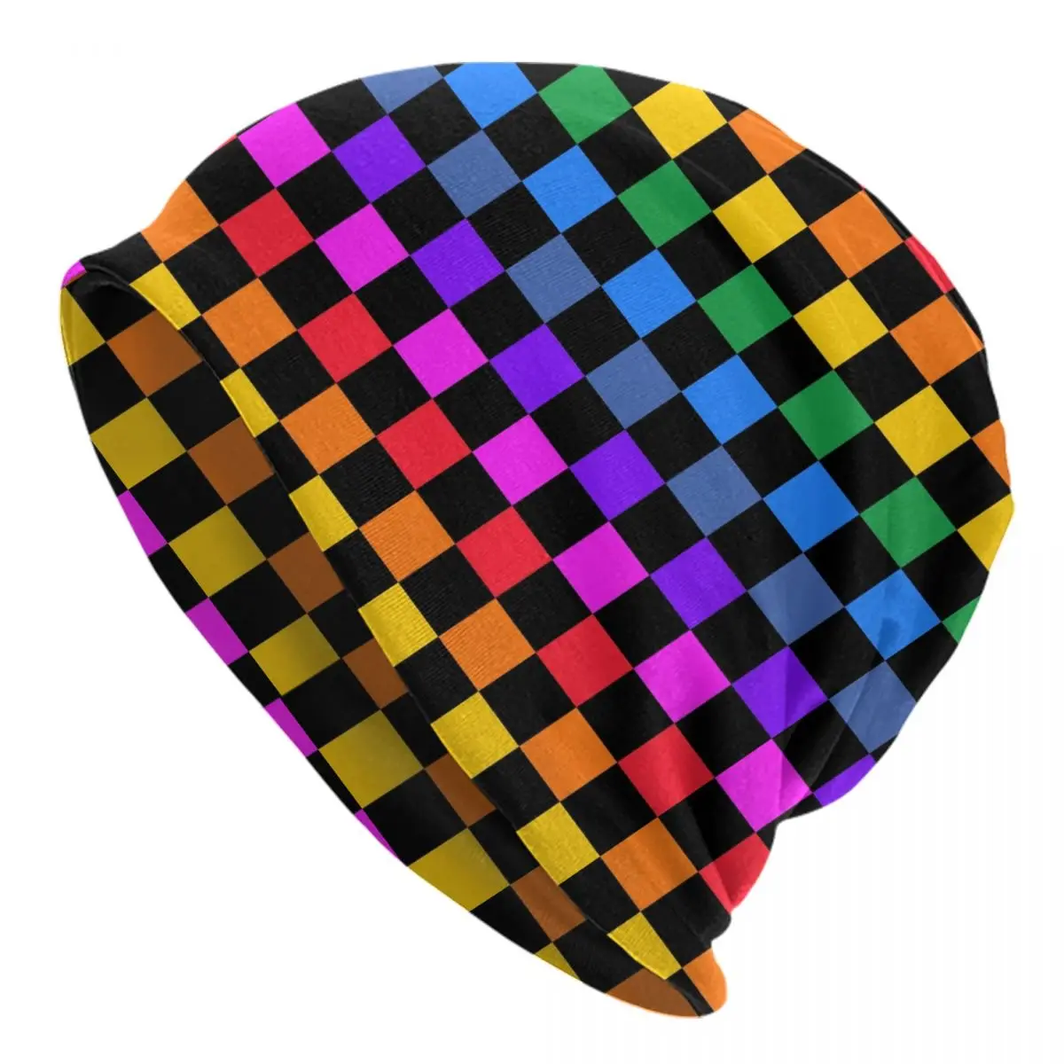 Rainbow Checkers Checkerboard Bonnet Hats Hip Hop Knitting Hat For Men Women Autumn Winter Warm Skullies Beanies Caps