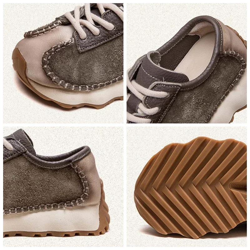 Careaymade-الجلد المدبوغ البقرة جلد طبيعي مختلط اللون Preppy فتاة تفلكن منصة إسفين الصيف السيدات ربيع الخريف مريح الموضة