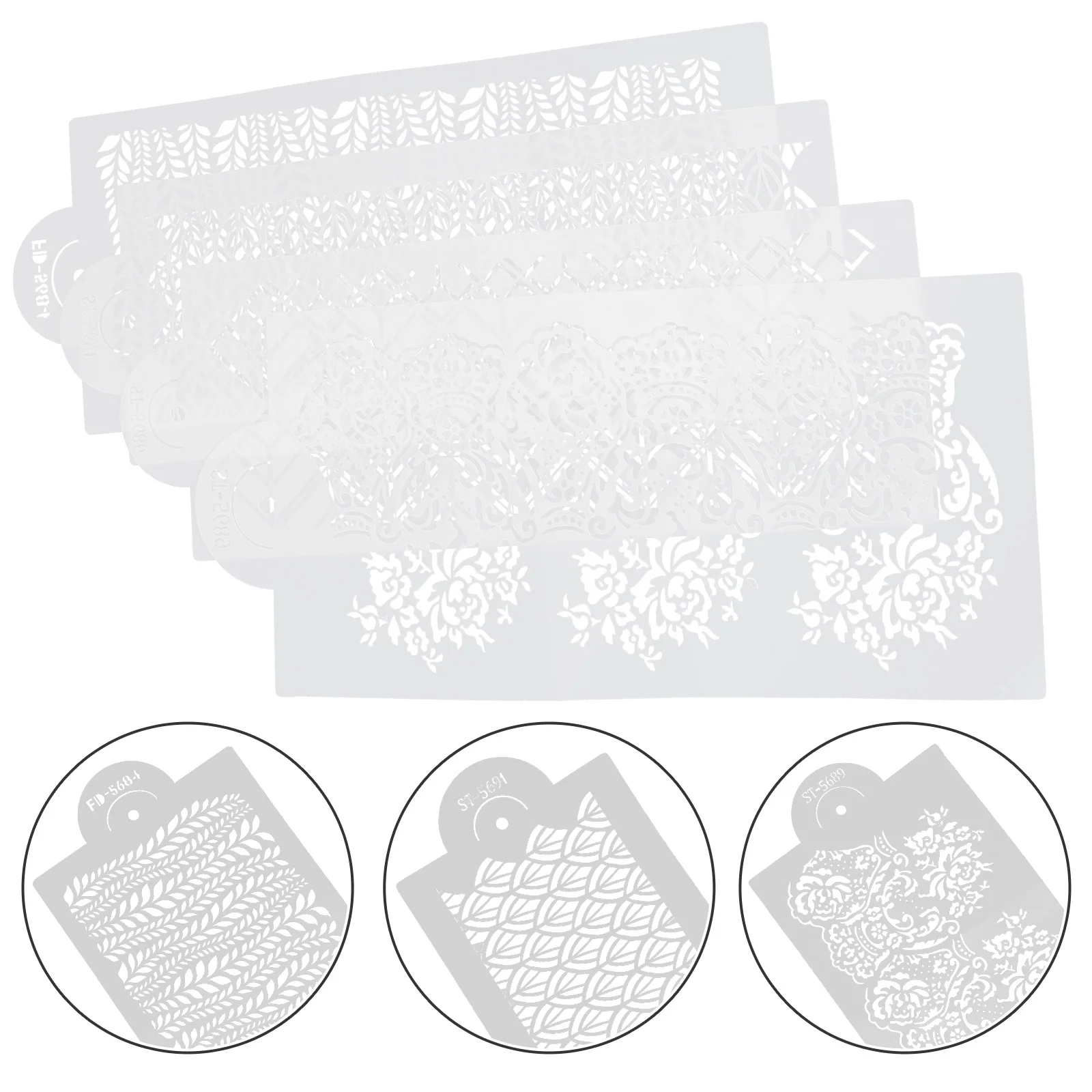 4Pcs Cake Decorating Stencils Graffiti Templates Multi-Use Non-Stick Baking Stencils for Coffee Cookies Pastry DIY Drawing