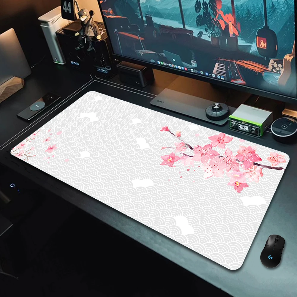 Sakura Mouse Pad XXL Rubber Cherry Blossom Large Mousepad Gamer Non-Slip Art Desk Mat Computer Laptop Pads 90x40cm Keyboard Mats