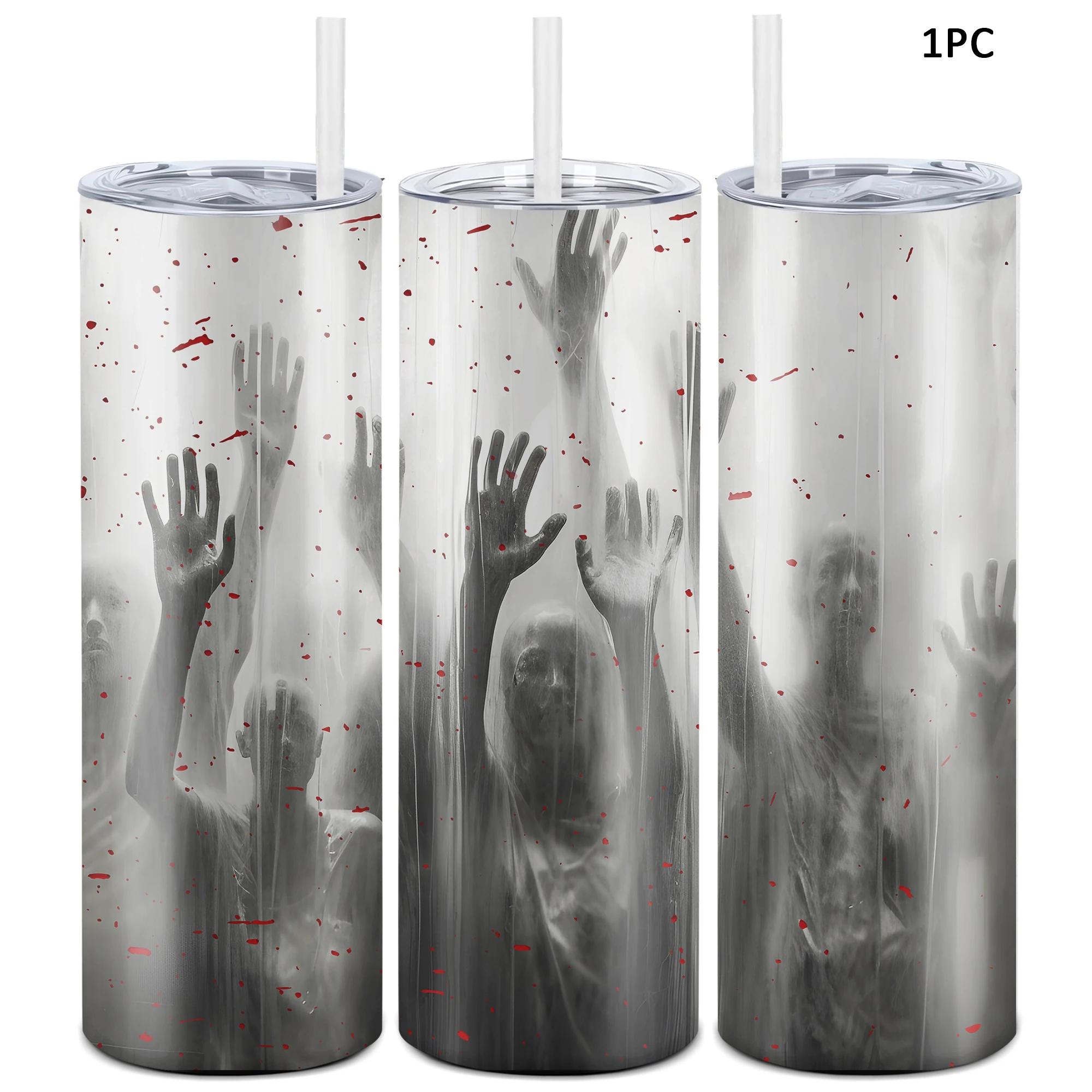 

1pc, 20 oz Halloween Gifts Tumbler With Lid, Halloween Gifts, Leech Hand Funny Print 20oz Stainless Steel Water Bottle, Christma
