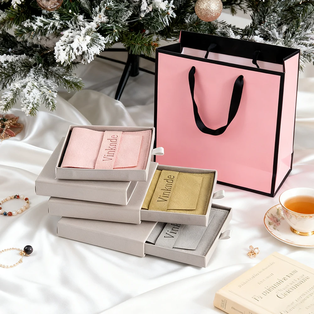 

Ящик из крафт-серый бумаги, шкатулка для драгоценностей, подарок ручной работы для свадебной вечеринки, картонные коробки, индивидуальный логотип, бархатные кольца из микрофибры, серьги, сумка