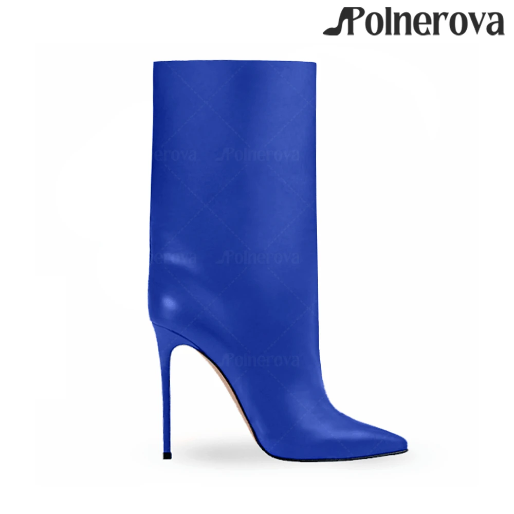 

Pointed Toe Tubular Boots Sexy Style Stiletto Leather Boots for Women Classic Concise Style Calf Boots Custom Color Women Boots