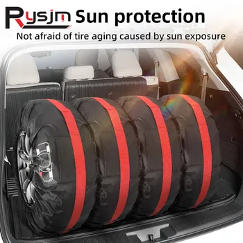 Novo 4 pçs/set capa de pneu sobressalente do carro auto roda pneus sacos de armazenamento pneu saco de poliéster à prova de poeira protetor estilo