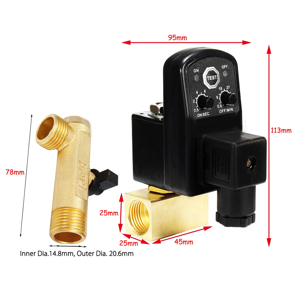 

1pc 1/2" Drain Valve Electronic Timed Air Compressor Gas Tank Automatic 2-way Drain Valves For Filters Air Cylinders