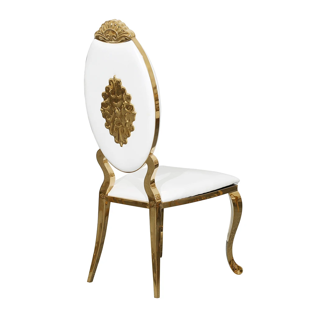 

High Quality Modern Luxury Round Back Party Chair Stainless Steel White Gold Wedding Chairs for Event