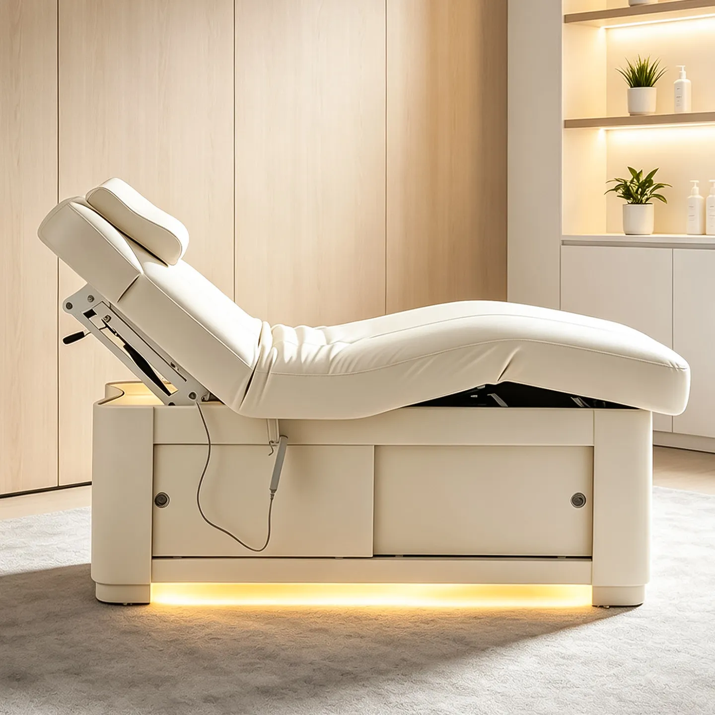 Electric Modern Foldable 4 Motor Heating Massage Table Solid Wood High-Density Sponge Spa Physiotherapy Salon Bedroom School