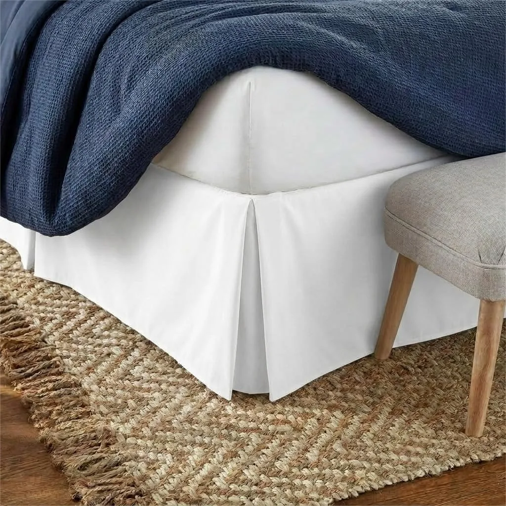

Microfiber Bed Skirt Queen Size 14 Inch Drop - Soft Wrinkle Resistant Bed Cover for Under Bed Storage, White