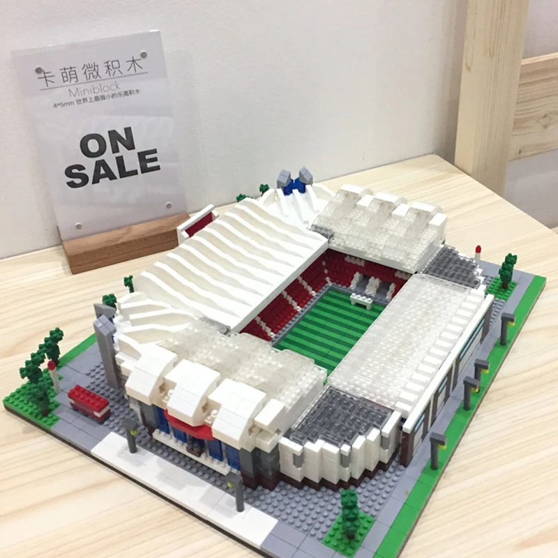 Football Old Trafford Stadium Soccer Field World Architecture 3D Mini Diamond Blocks Bricks Building Toy for Children No Box