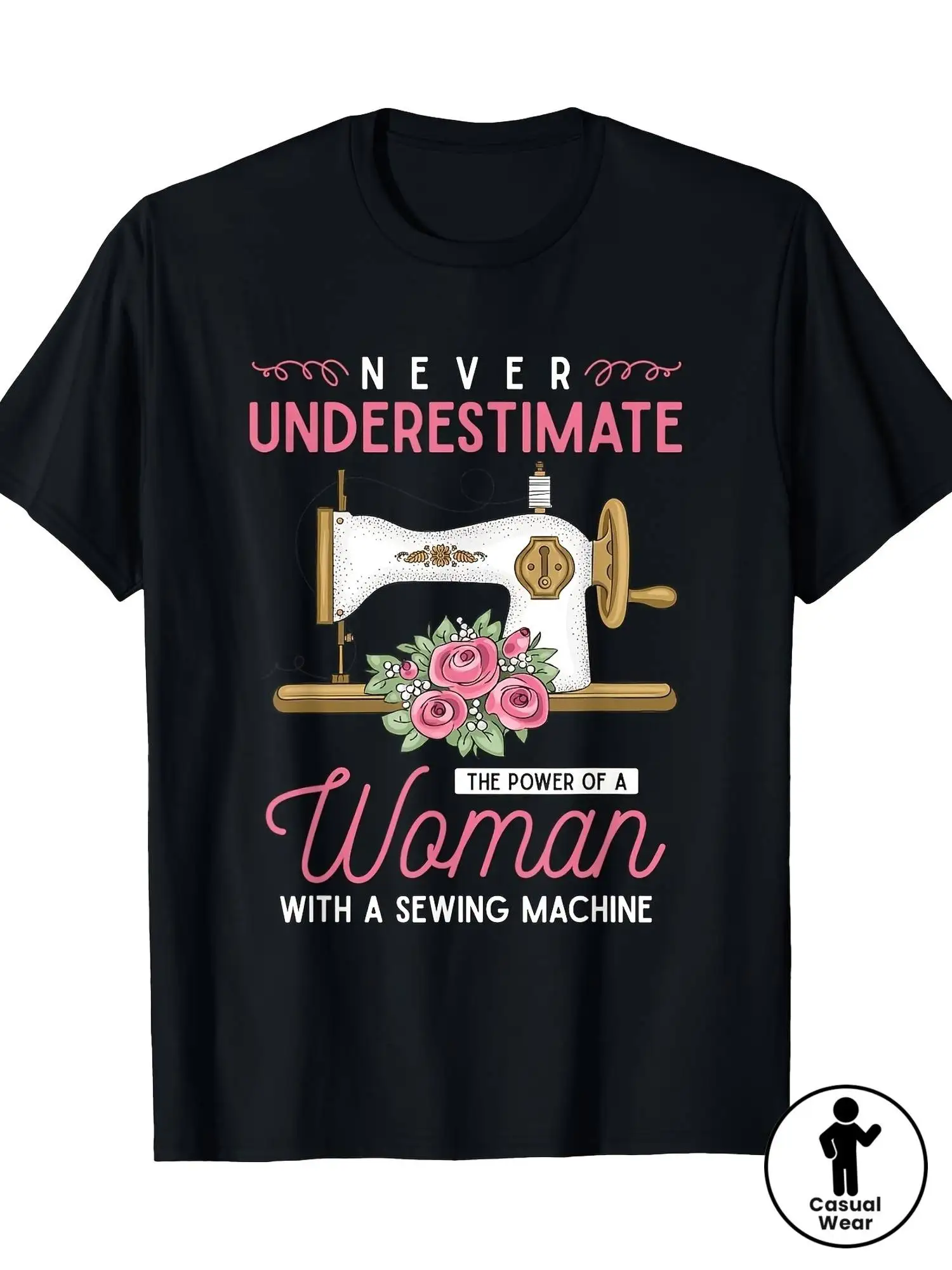 'S Sewing Machine & Quilting Machine Graphic T-Shirt Oversized Casual Short Sleeve Round Neck Tee with Sewing Machine Design & Never Underestimate Same Style for Men and 2025 Summer Short-Sleeved Printed T-Shirt G