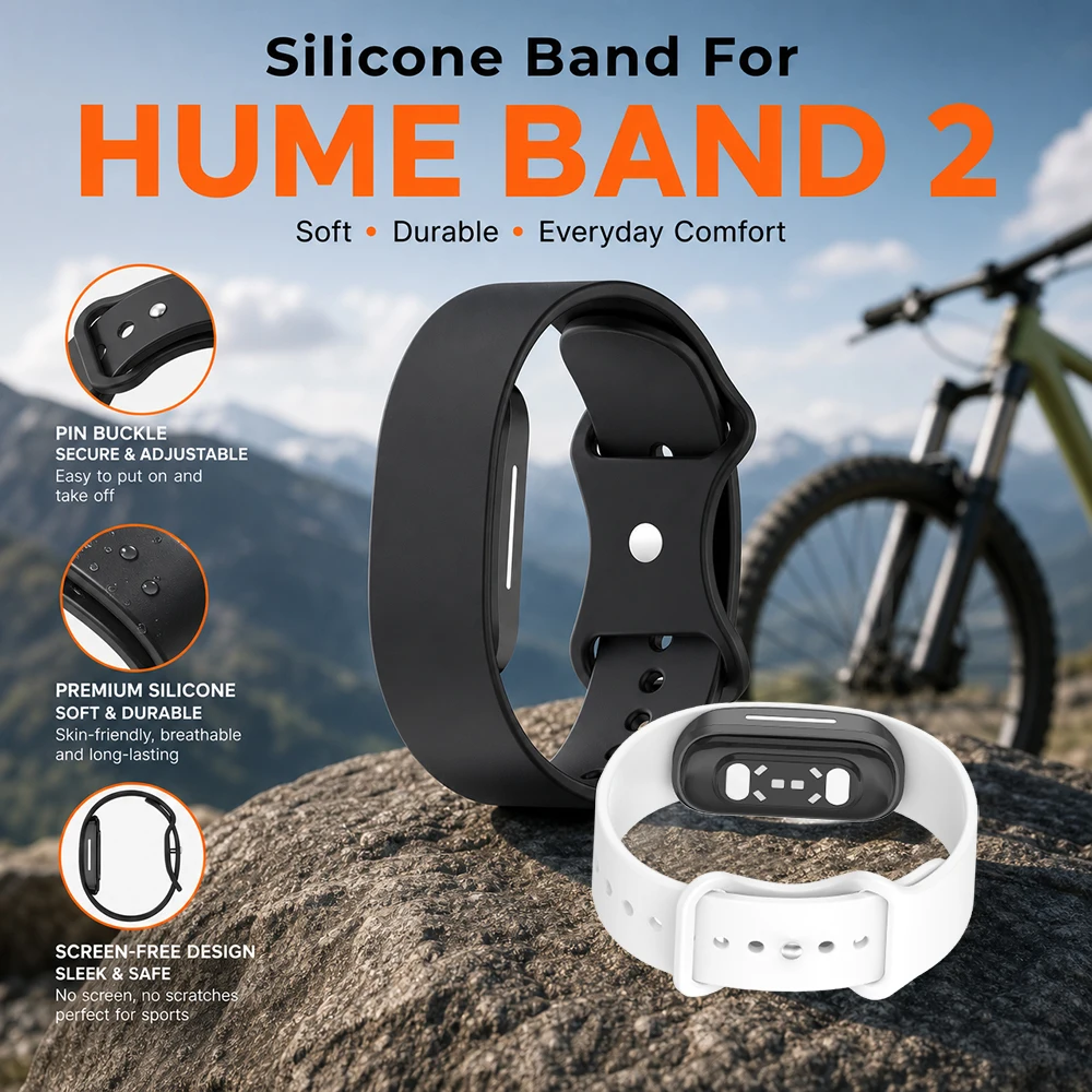 Verstellbares Silikonarmband für Hume Band 2, wasserdicht, schweißresistent, integriertes, spezielles Ersatzarmband für Hume 2.