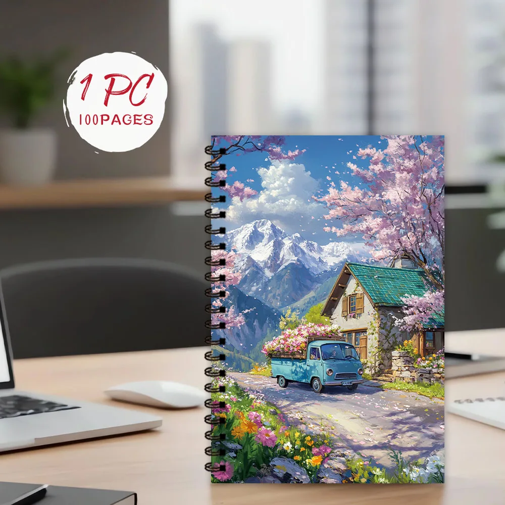 Spring Cottage Notizbuch, Tagebuch, blanko linierte Seiten, ideales Geschenk zum Notieren, inspirierend für Männer und Frauen, perfekt für Studenten