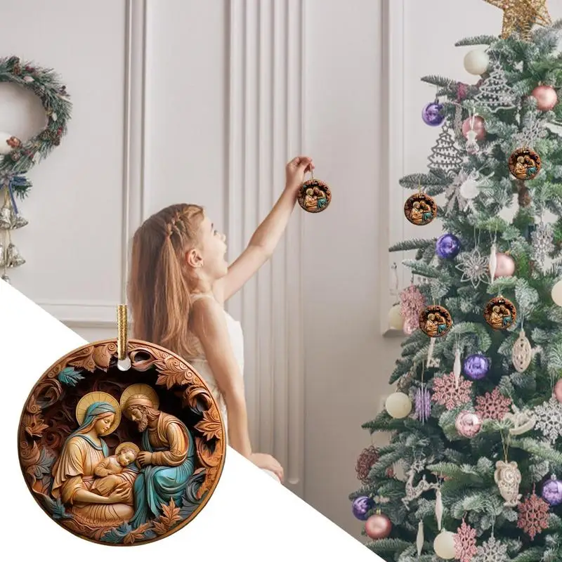 Nativity Ornaments Acrylic 3D Effect Nativity Pendant Christmas Hangable Tree Pendant The Birth of Jesus Home Decor for Friends