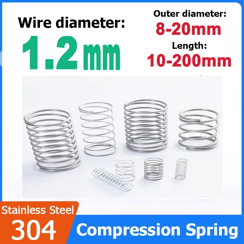 

1.2mm Wire 304 SS Y-Type Compression Spring 1Pc, OD 8/9/10/11/12-20mm Industrial Hardware