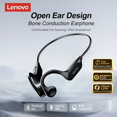 Lenovo X7 Kemik İletimli Kulaklık 16 Saat Çalma Süresi IPX5 Su Geçirmez Bluetooth 5.3 Dinamik Uzamsal Ses Alanı Kulaklıkları