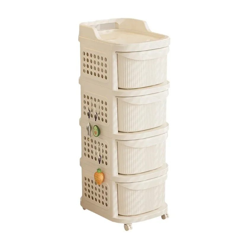 

Plastic trolley snacks toy storage rack baby products living room layered drawer storage cabinet used as a bracket