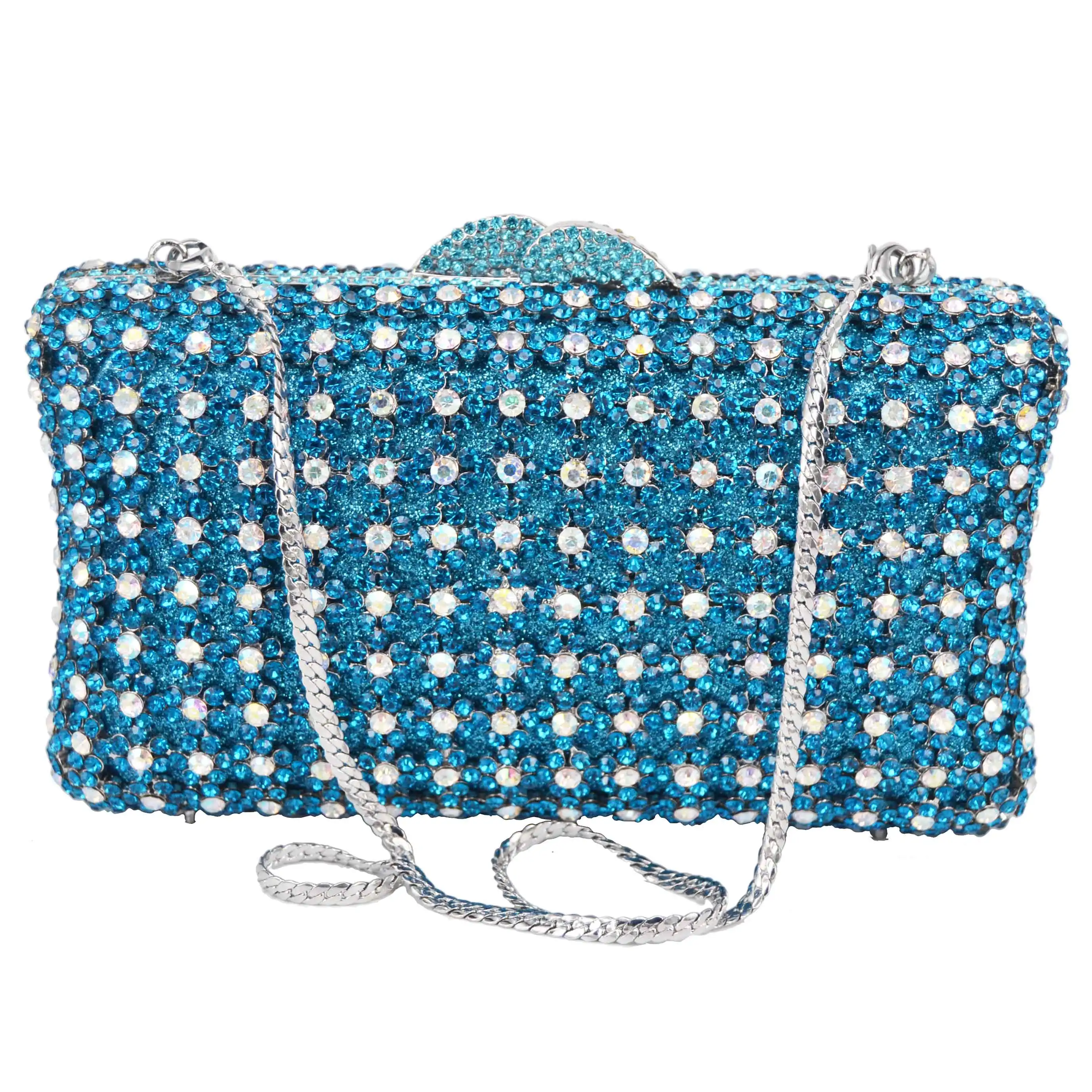 Luxury Diamond Green Clutch Bags with Chain Box Evening Bags