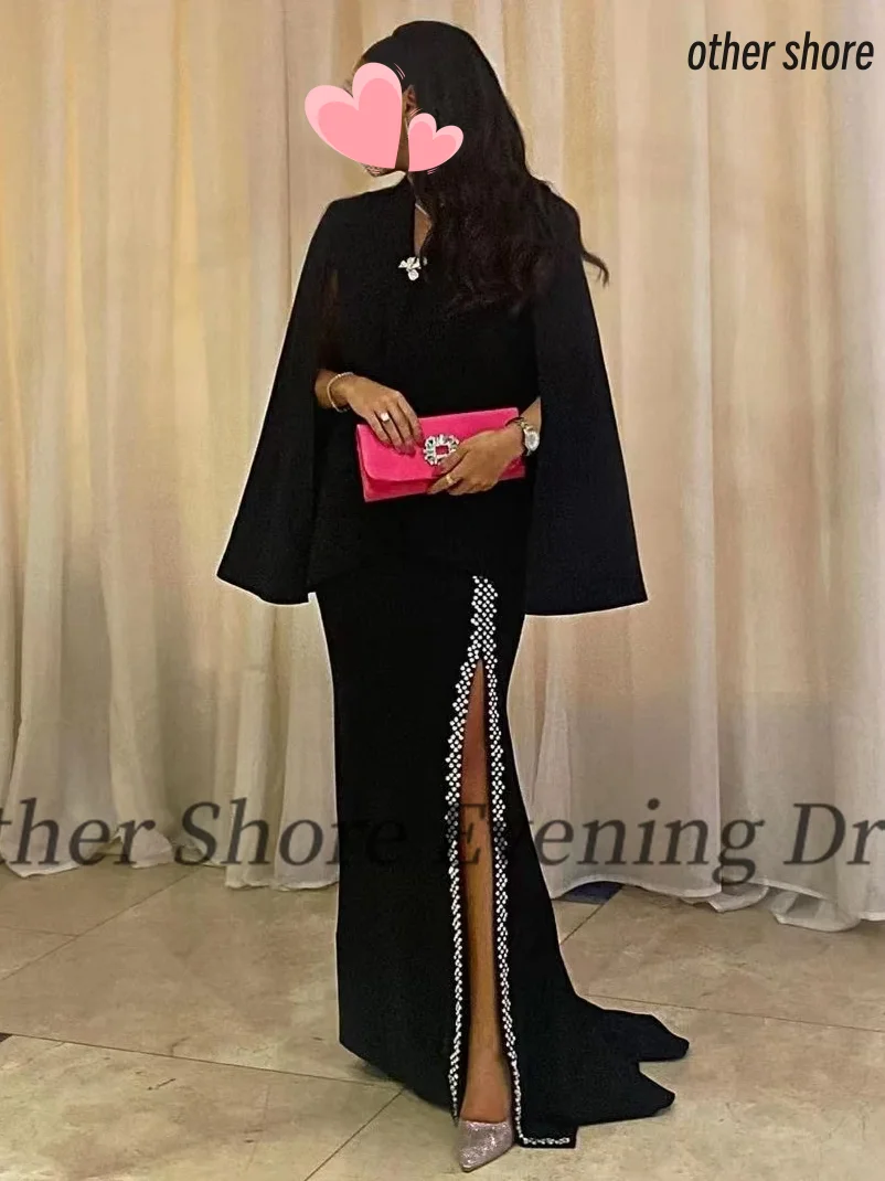 

Other Shore Elegant Vintage Sexy Black Mermaid Beading Pearls V-Neck Customize Formal Occasion Prom Dress Evening Party Gowns