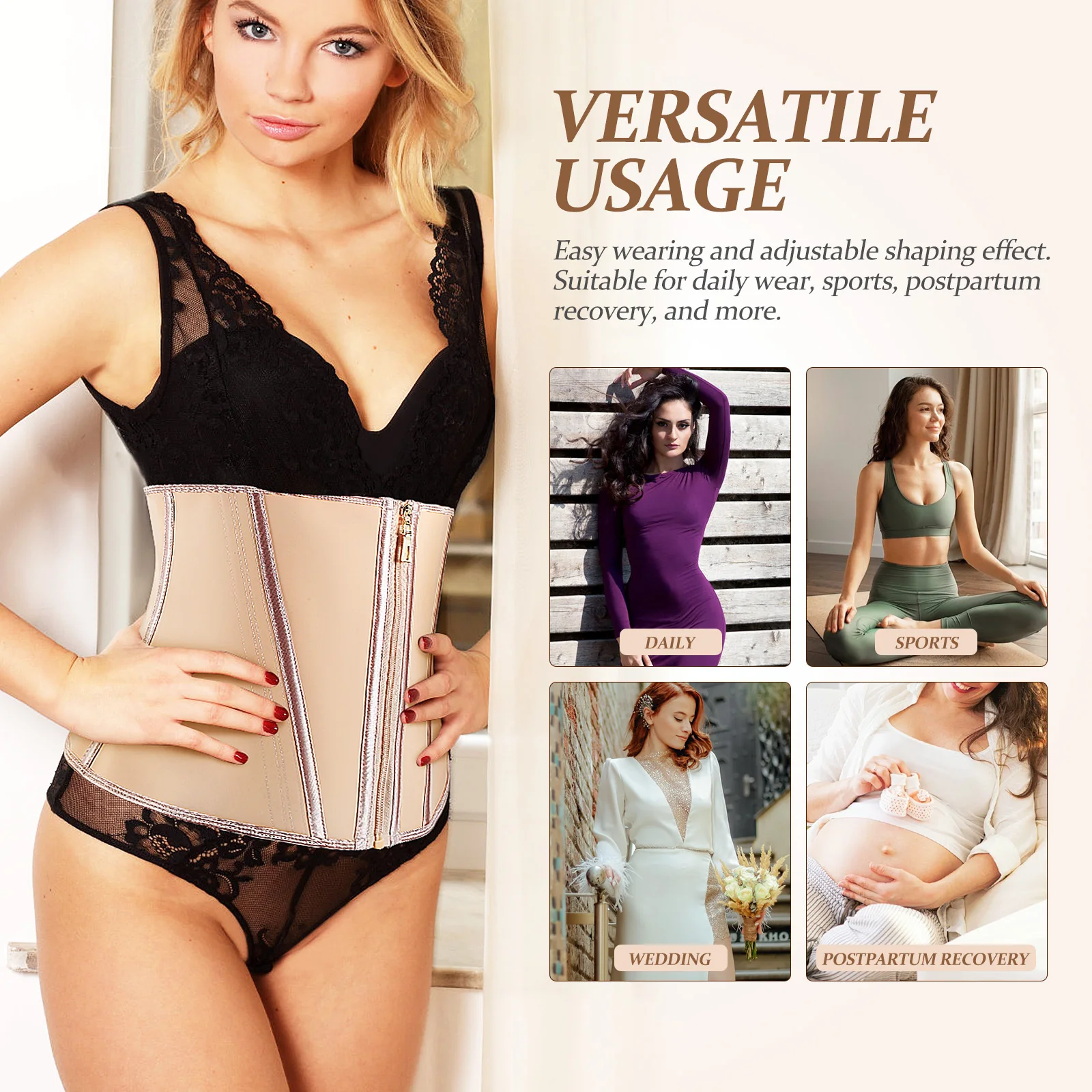 Bauchkontrolle, Taillenmieder, Größe S, Korsett, Shapewear, Reißverschluss, Body Shaper für Frauen, glatte Passform unter jedem Outfit