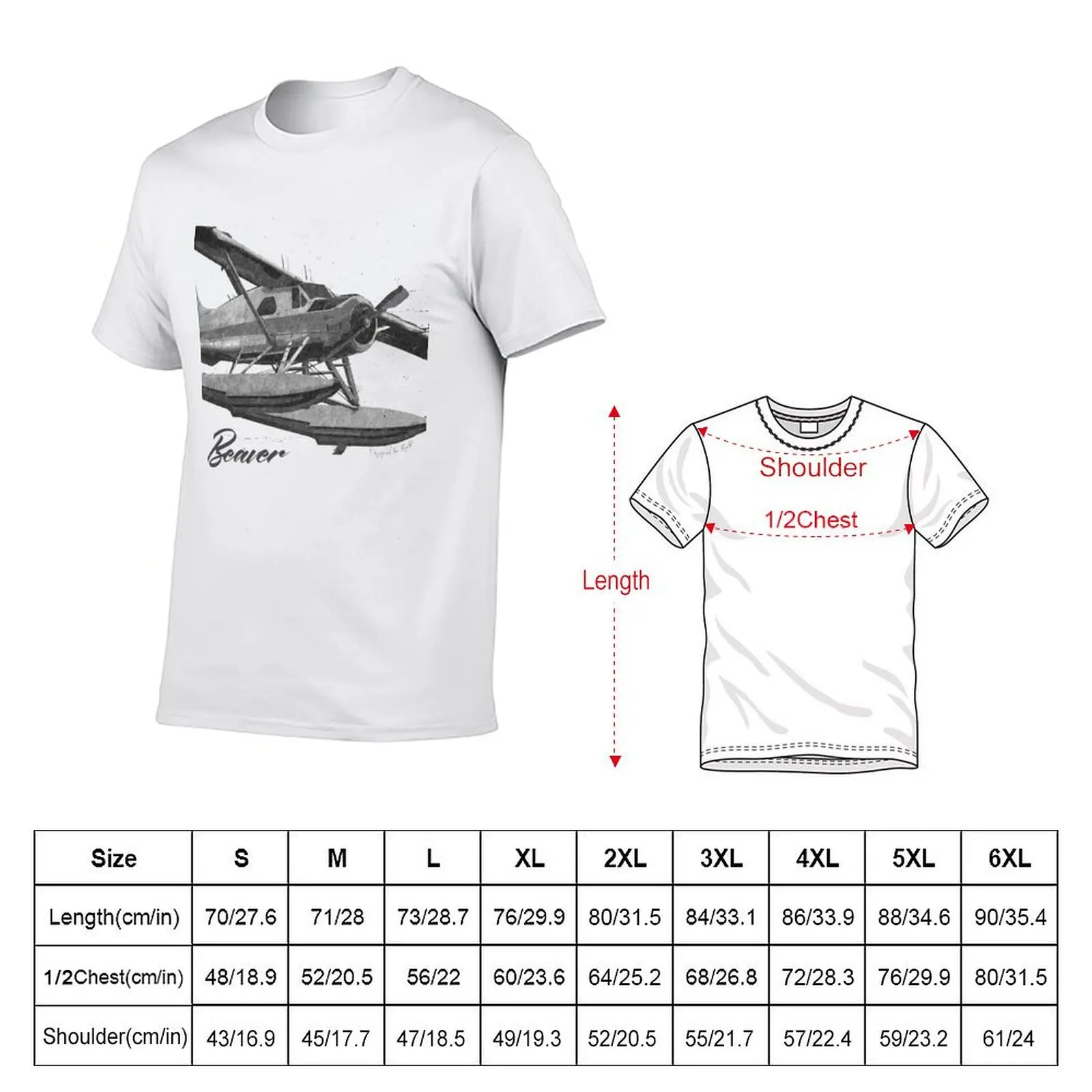 DeHavilland DHC-2 Beaver Floatplane Sketch T-Shirt t shirts for man cotton soft cotton tshirt 100% T-Shirt