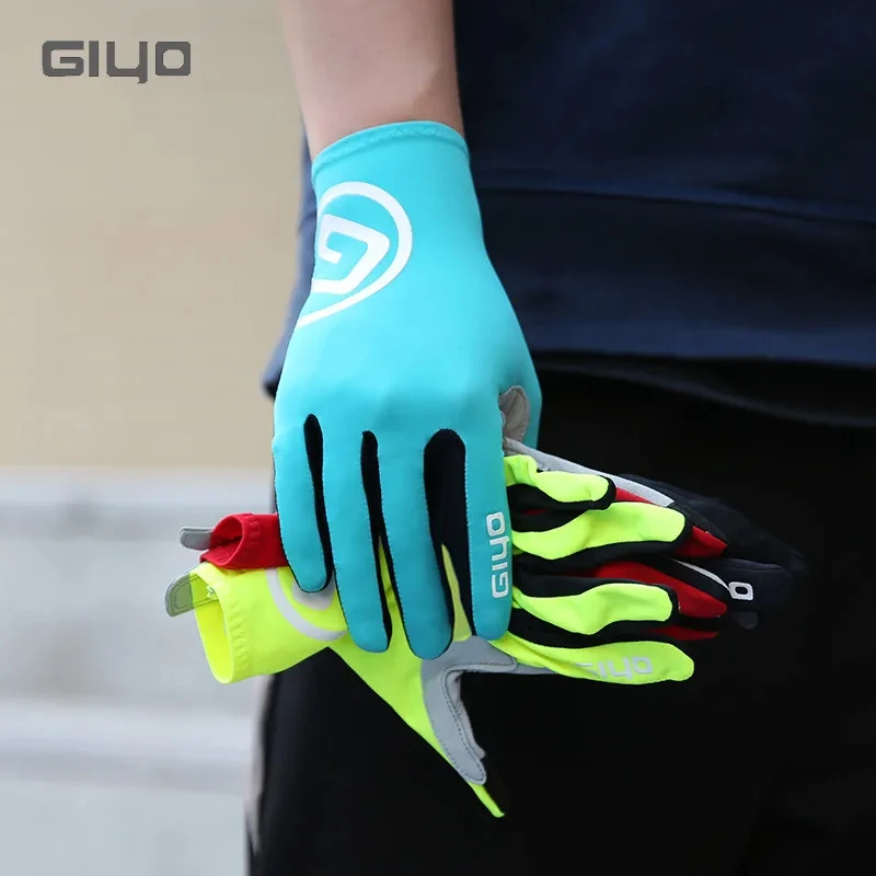 Giyo Cycling Full Finger Gloves Lycra Fabric Mittens Autumn Winter Bicycle Long Gloves Anti-slip for MTB Road Bike Equipment