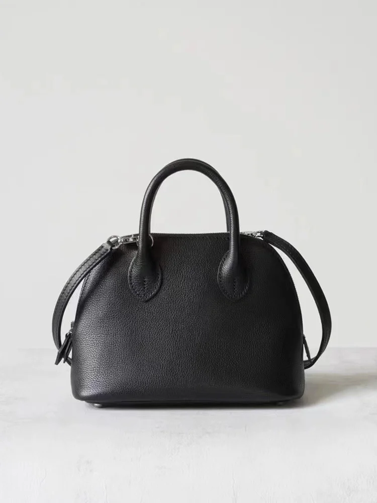 

Bolide Bowling Bag Small ell Hanrted Wax Tead Cowhide Leather Handbag Women's Crossbody Bag Soft Buet ape Pure Color