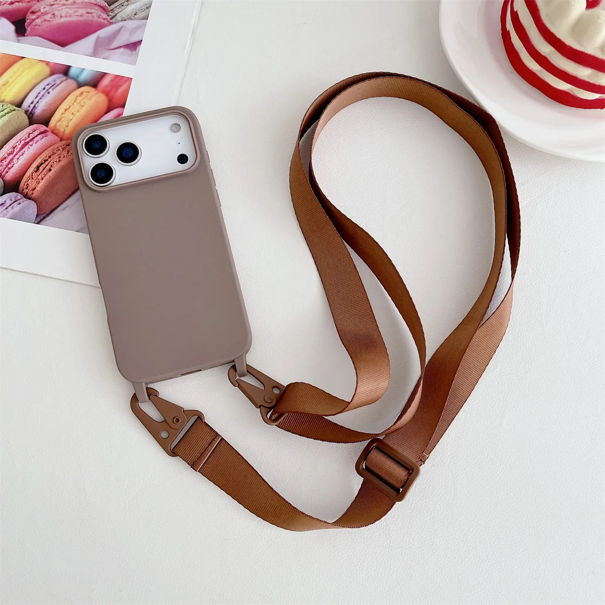 Crossbody Lanyard Strap Candy Color Handyhülle für iPhone 17 Air 16E 16 15 Plus 14 12 13 Mini 11 Pro Max Silikon Soft Cover