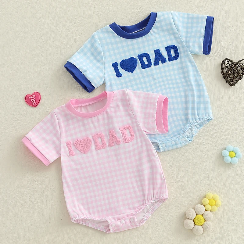 

Baby Boys Girls Father's Day Rompers Clothes Summer Infant Newborn Girls Letter Embroidery Short Sleeve Jumpsuits Outfits