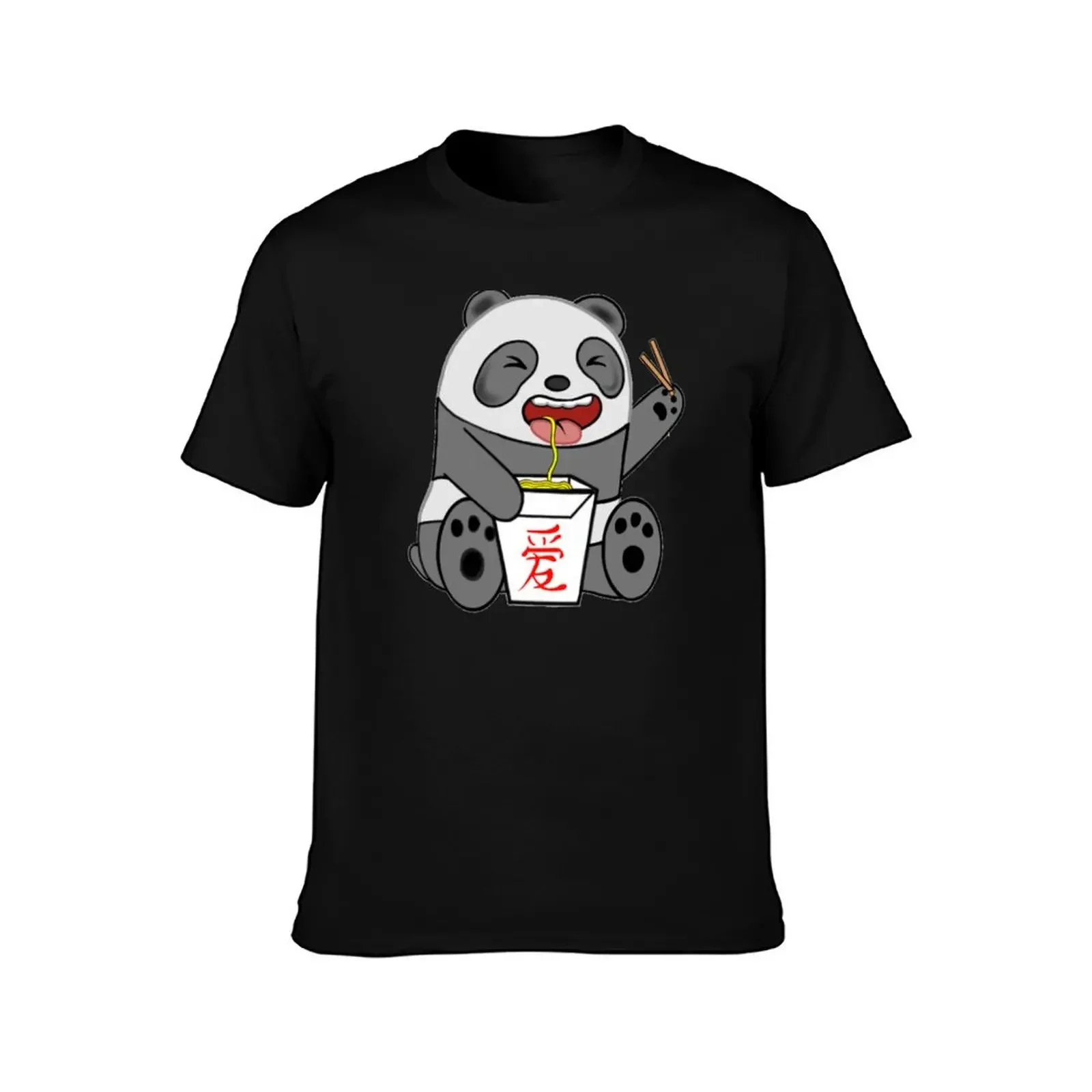 Panda + Noodles T-Shirt valentines clothes Funny t-shirt t shirts for men cotton