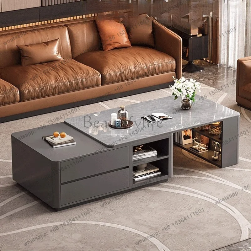 LSGold Unique Coffee Table Adjustable Rustic Unique Design Coffee Table Minimalist Modern Couch Tisch Furniture Living Room