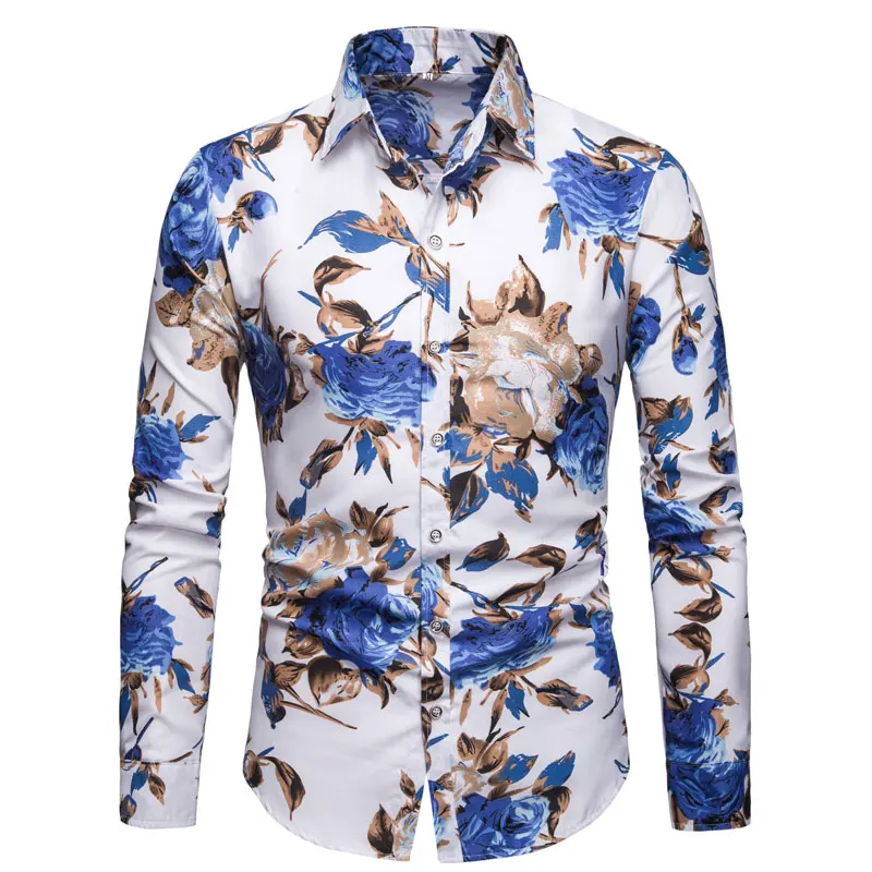 2023 Foreign Trade Men\'s Long sleeved Printed Leisure Four Seasons Casual Cardigan Shirt