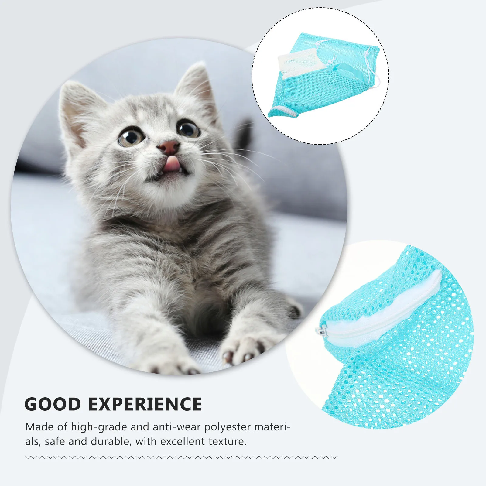 

Cat Bath Bag Household Pet Grooming Waterproof Reusable Mesh Shower Bag For Cats Wear-Resistant Portable Kitten Washing