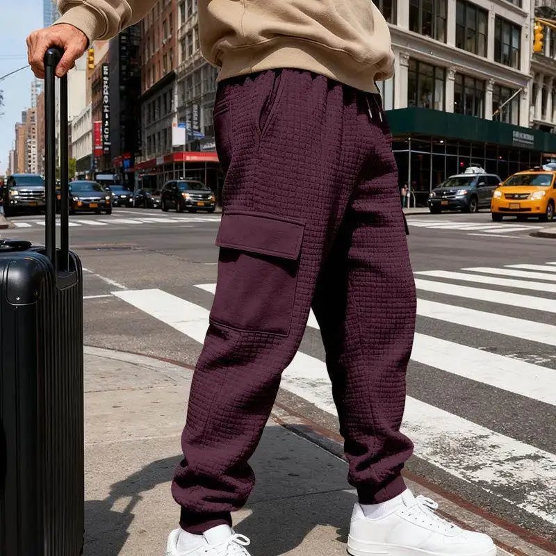 American Style Men's Casual Loose Long Pants Outdoor Workwear Tearable Patterned Heavyweight Comfortable Commuter Sports