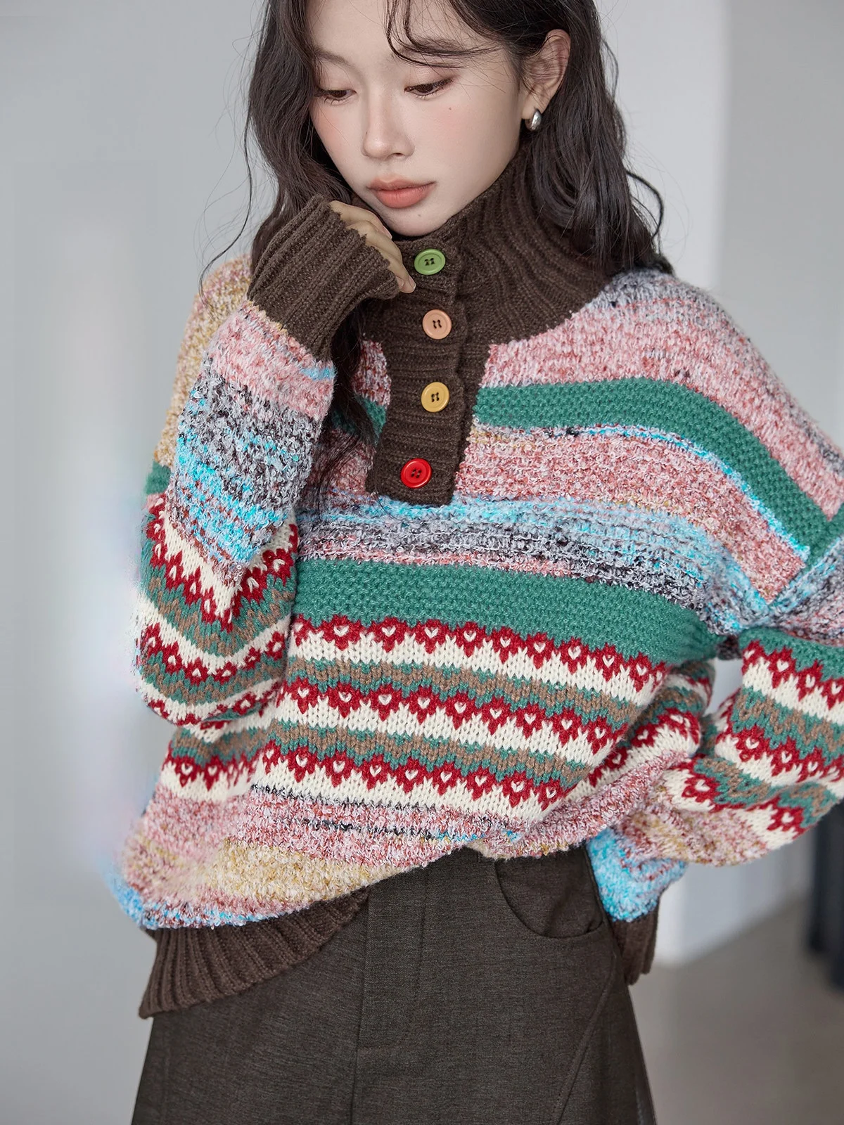 

Ele High Ne Knitted Sweater for Women Sli Retro Versatile Winter Faionable Top Quali Warmth Comfortable Fit