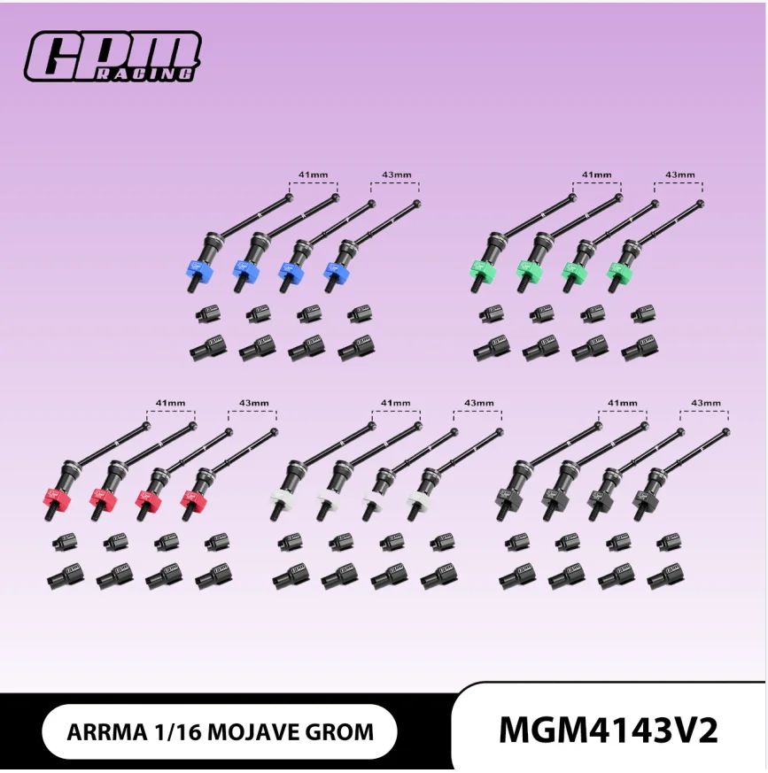 

GPM 4140 Steel CVD Drive Shafts kit Pin Thick 2mm ARRMA 1/16 Mojave Grom