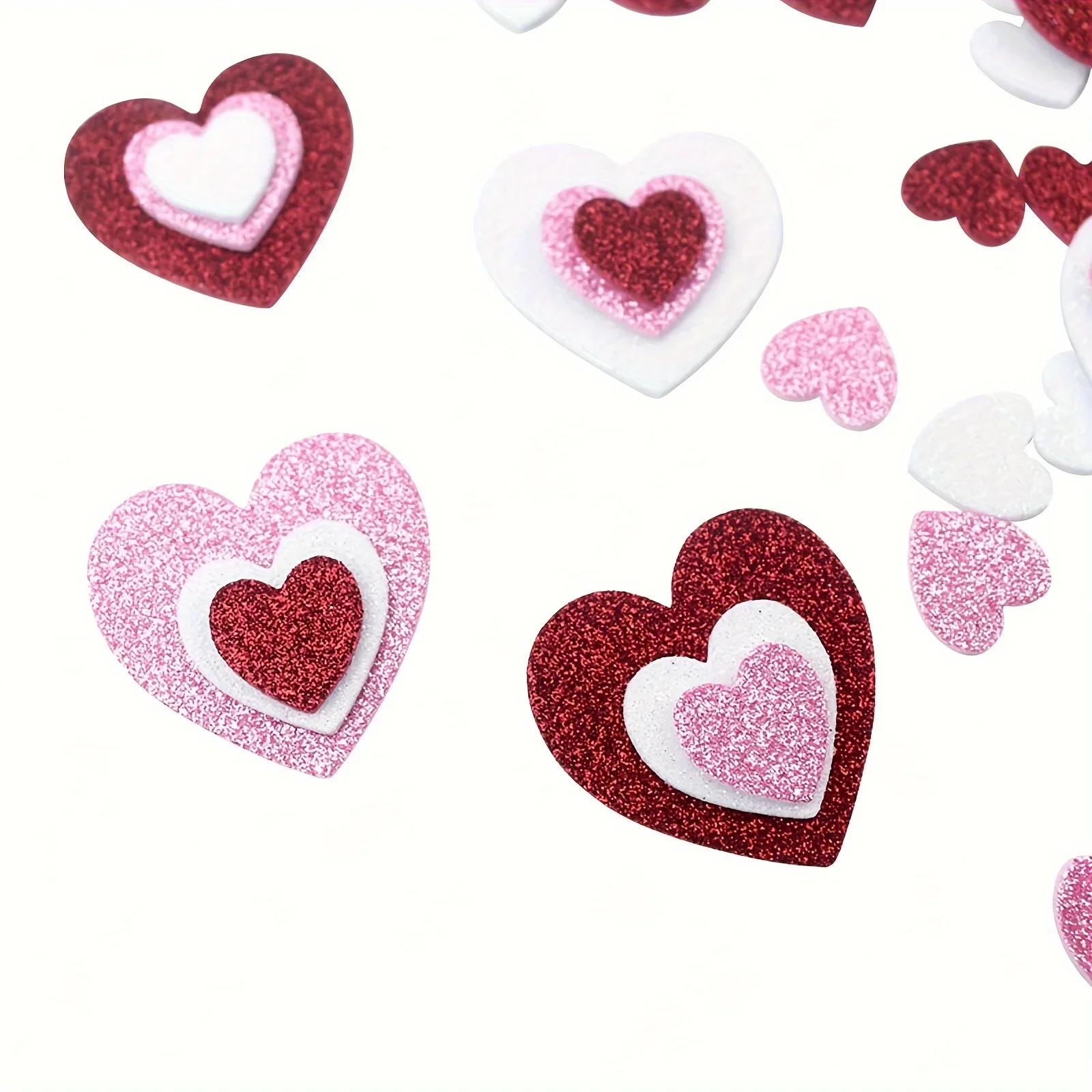 50pcs Foam Glitter Sticker DIY Love Heart Adhesive Sticker for Gift Box Bag Greeting Cards Party Decoration view 3