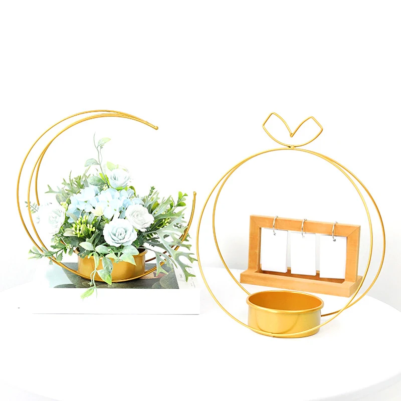 Golden Iron Metal Vase Hydroponic Container Flowers Pot Stand Vase Flower Arrangement Wedding Living Room Home Decoration