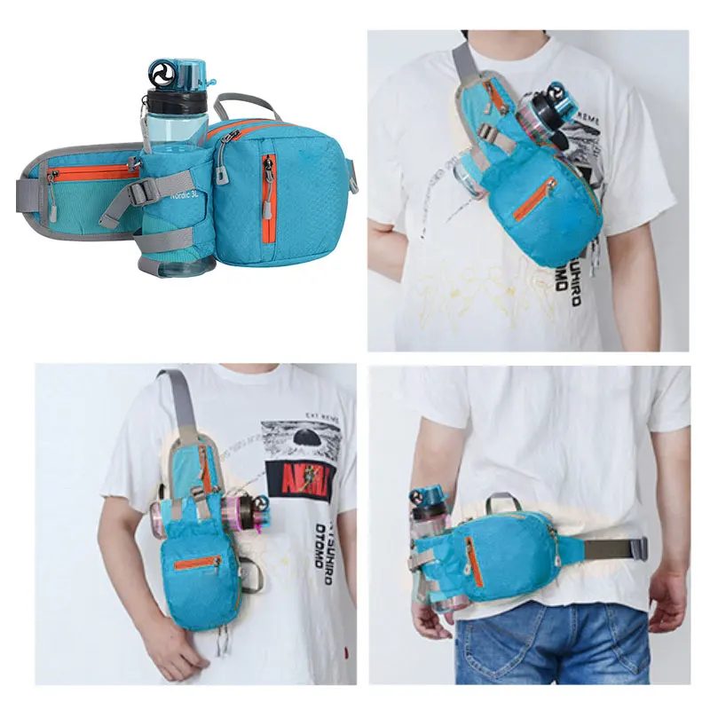 Alta qualità uomo donna Nylon leggero escursionismo marsupio marsupio sportivo marsupio marsupio borsa da corsa con portaborraccia