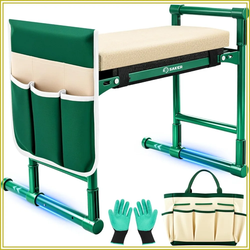

2026 Upgraded Garden Kneeler and Seat - Heavy Duty Gardening Stool with 500LB Capacity, Foldable Support with Soft Kneeling Pad