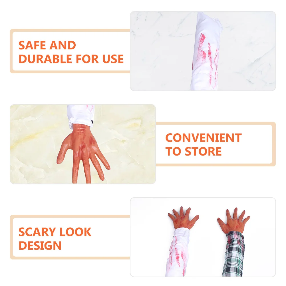 

2Pcs Halloween Simulated Hand Props Realistic Design for Horror Secret Rooms Party Supplies Fake Hand Toys Trick Props
